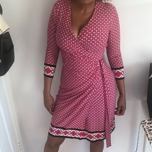 Pink Patterned Wrap Dress